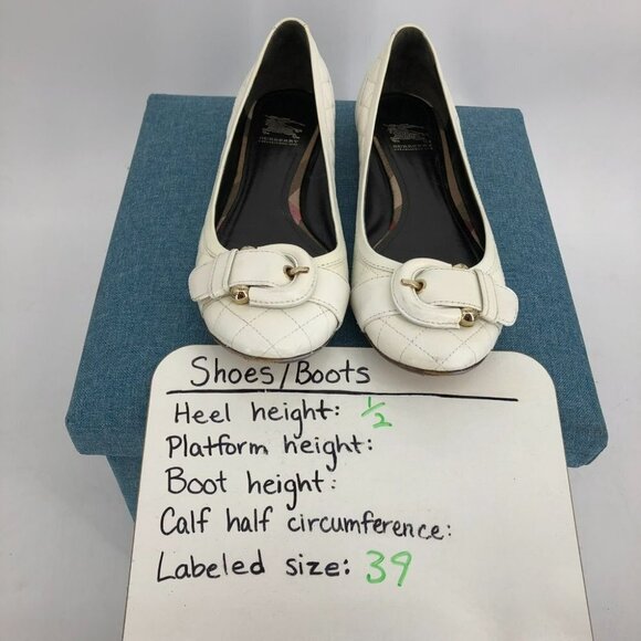 Burberry Off-White Leather Quilted "Stirrup" Buckle Ballet Flats size 39  = 8 - Picture 12 of 13